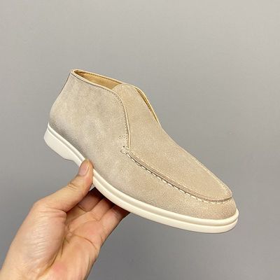 Color: Apricot, Size: 38 - High-top Shoes Women&#39;s LP Loafers Slip-on Loafers Retro Flat Bottom Ankle Boots