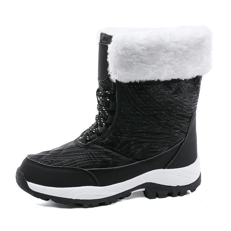 Color: 2228 Black, Size: 42 - Waterproof Snow Boots Women&#39;s Mid-calf Front Zipper