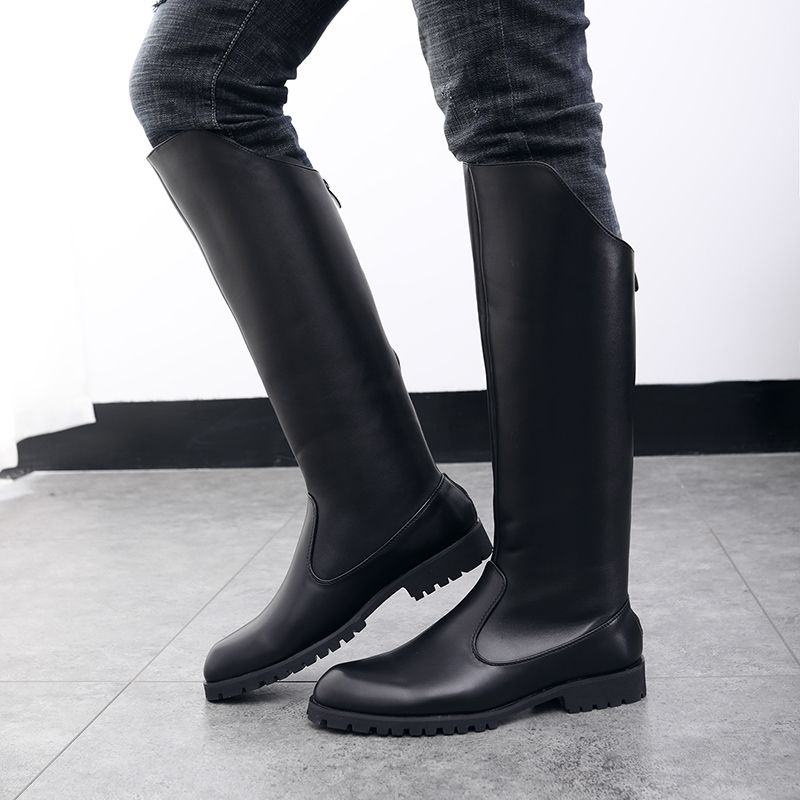 Color: Tall tall version, Size: 43 - Men&#39;s Fashion High Leather Boots