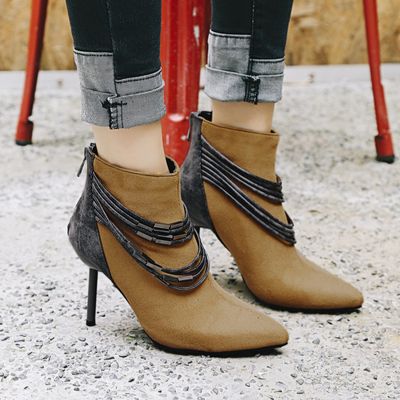 Color: Brown, Size: 48 - Pointed stiletto women&#39;s boots