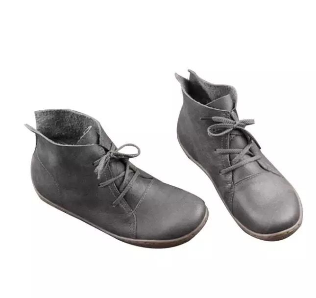 Color: Grey, Size: 43 - All-Match Lace-Up Martin Boots Women Boots