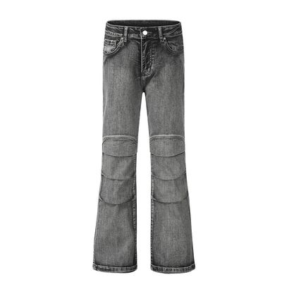Washing Water Denim Bootcut Pants Men&#39;s Pleated