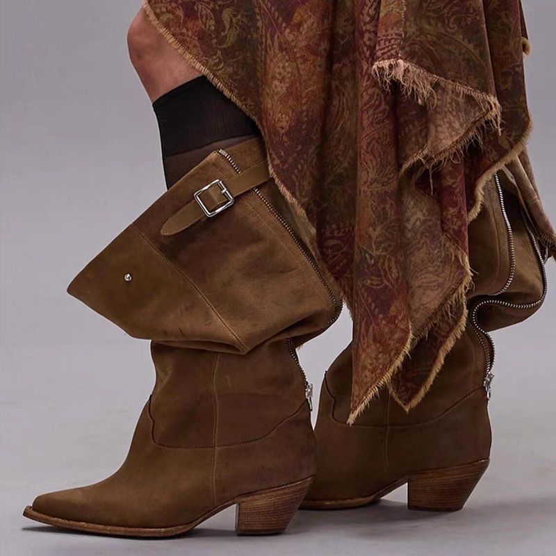 Korean-style Chic And Unique Women&#39;s Pleated Boots