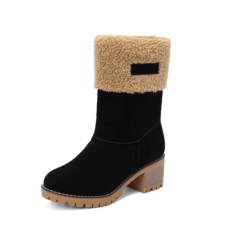 Color: Black, Size: 35 - Fashion Personality Suede Low-cut Women&#39;s Boots