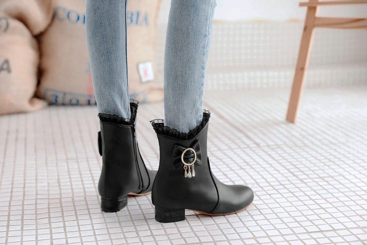 Color: Black, Size: 40 - All-match Square Heel Low Heel Women&#39;s Boots