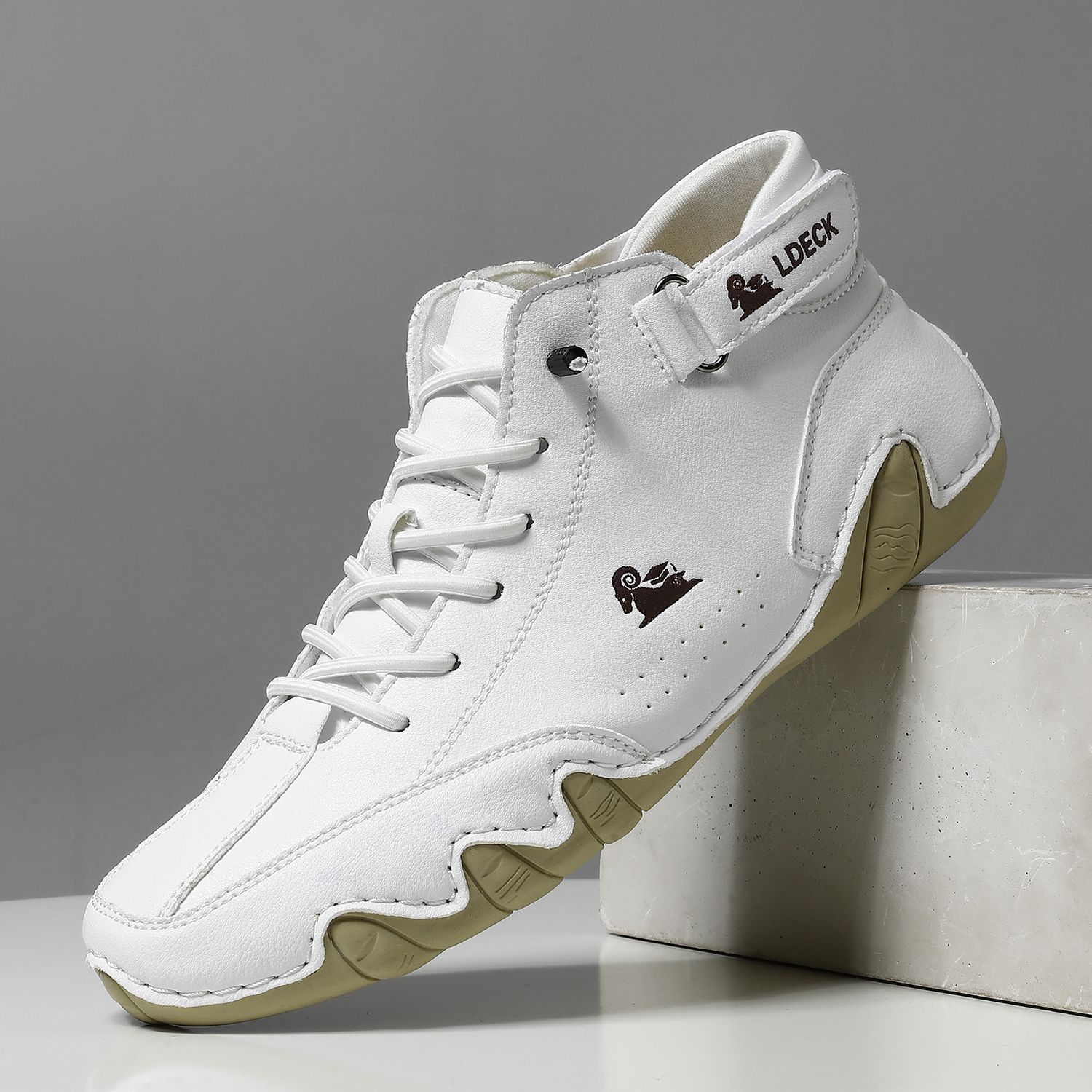 Color: F8008 White, Size: 46 - High-top Octopus Men&#39;s Shoes Men&#39;s Casual Boots