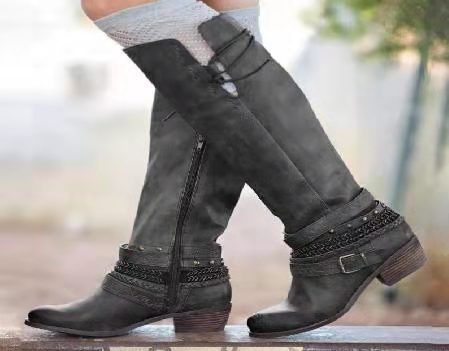 Color: Black, Size: 39 - Retro women&#39;s high boots for knights