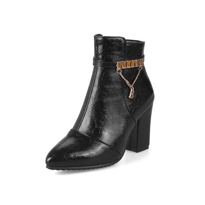 Color: Black, Size: 36 - Low-heel short suede short leather women boots