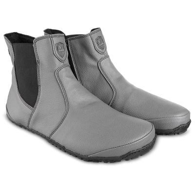 Color: Gray PU, Size: 48 - Fashion Men And Women Wear Round Toe Color-blocking Single Boots