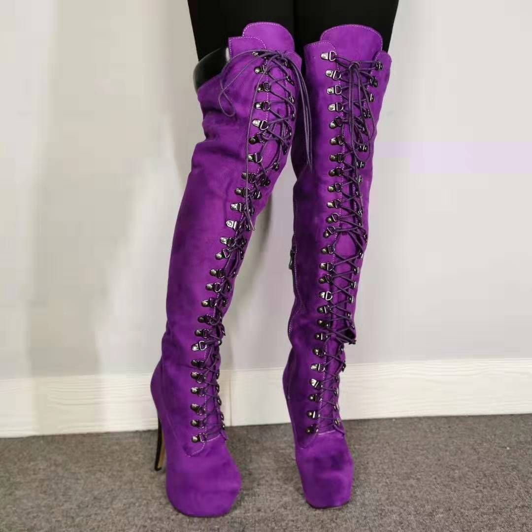 Color: Purple Style, size: 45 - Women&#39;s Fashion Sweet Casual Boots