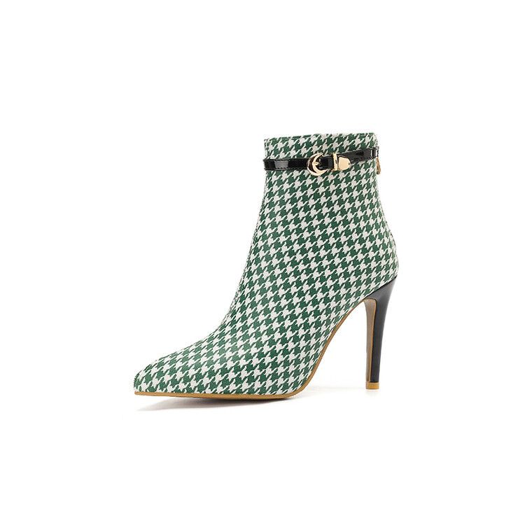 Color: Green, Size: 39 - European And American Stiletto Heel Fashion Women&#39;s Boots Pointed High Heel Plus Size Short Boots