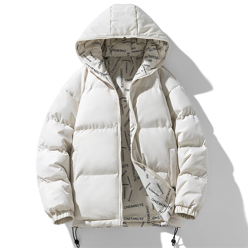 Color: White, Size: 6XL - Men&#39;s Double-sided Down Cotton-padded Jacket Plus Size Winter Thicken Thermal