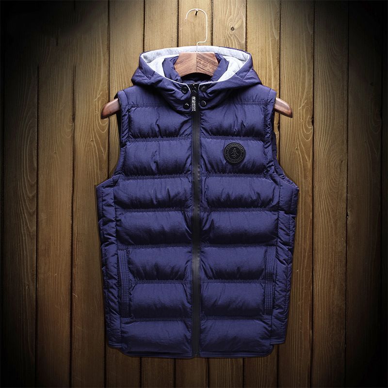 Color: Dark Blue, Size: M - Men&#39;S Plus Size Waistcoat Thick Cotton Vest Plus Cotton Vest Loose Men&#39;S Winter Jacket