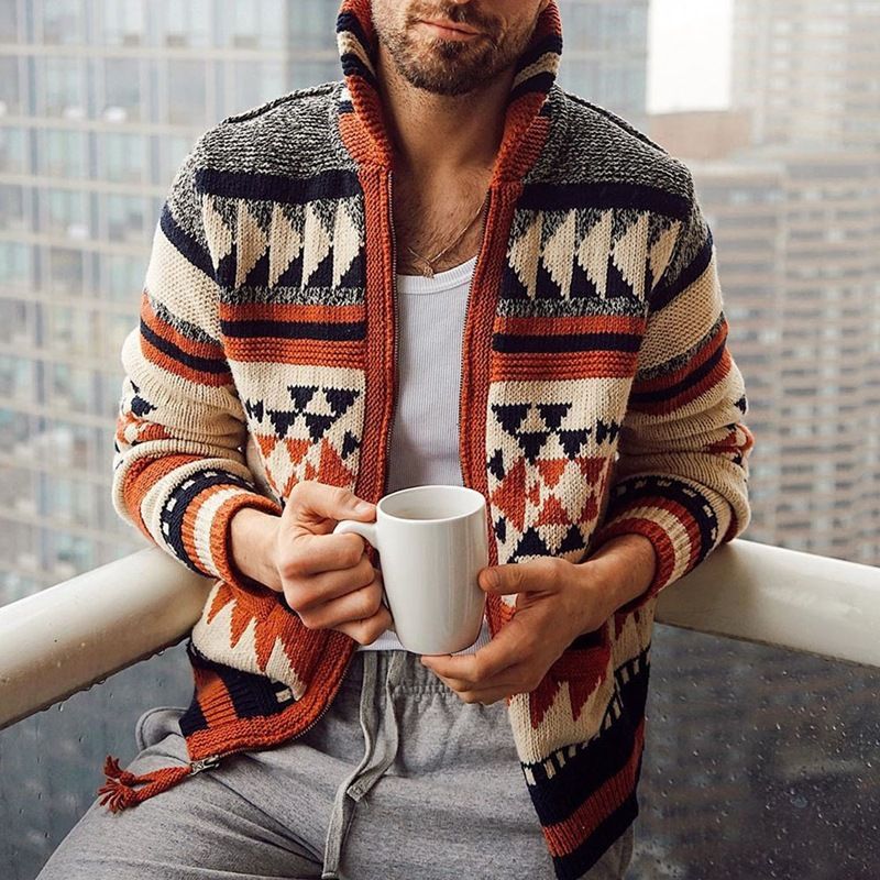Men&#39;s Autumn And Winter Zippered Cardigan Jacket