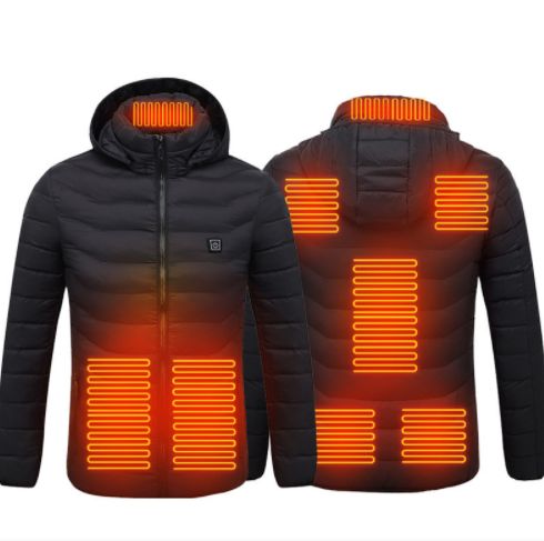 Color: Black Zone8, Size: 2XL - New Heated Jacket Coat USB Electric Jacket Cotton Coat Heater Thermal Clothing Heating Vest Men&#39;s Clothes Winter