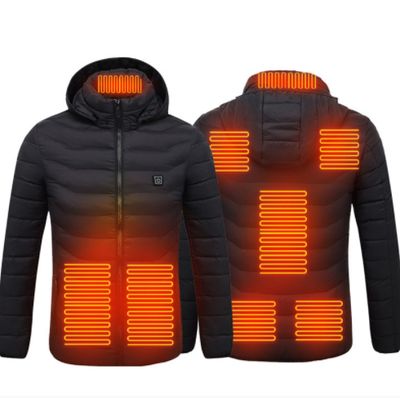 Color: Black Zone8, Size: 2XL - New Heated Jacket Coat USB Electric Jacket Cotton Coat Heater Thermal Clothing Heating Vest Men&#39;s Clothes Winter
