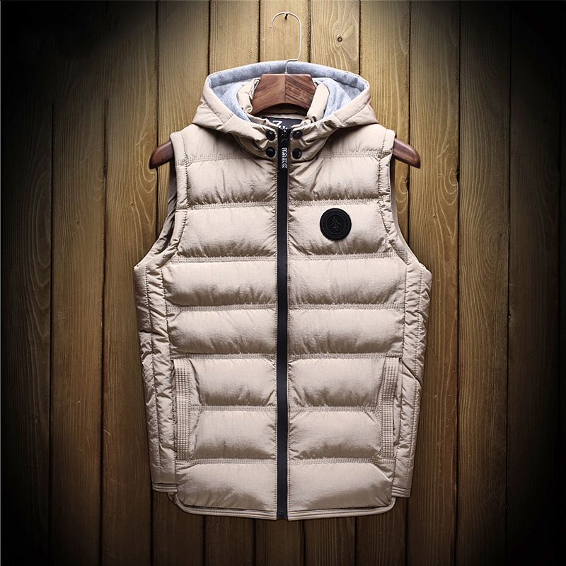 Color: Khaki, Size: 2XL - Men&#39;S Plus Size Waistcoat Thick Cotton Vest Plus Cotton Vest Loose Men&#39;S Winter Jacket