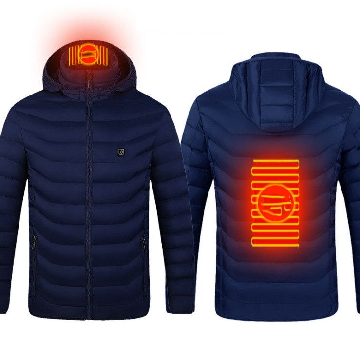 Color: Blue Zone2, Size: 3XL - New Heated Jacket Coat USB Electric Jacket Cotton Coat Heater Thermal Clothing Heating Vest Men&#39;s Clothes Winter