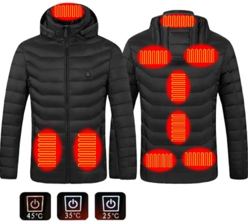 Color: Black Zone9, Size: 4XL - New Heated Jacket Coat USB Electric Jacket Cotton Coat Heater Thermal Clothing Heating Vest Men&#39;s Clothes Winter