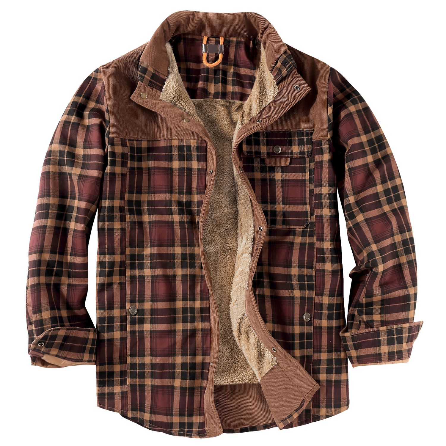 Color: Coffee, Size: XXL - Men&#39;s Fleece-lined Winter Warm Jacket