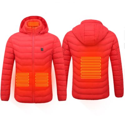 Color: Red Zone8, Size: 4XL - New Heated Jacket Coat USB Electric Jacket Cotton Coat Heater Thermal Clothing Heating Vest Men&#39;s Clothes Winter