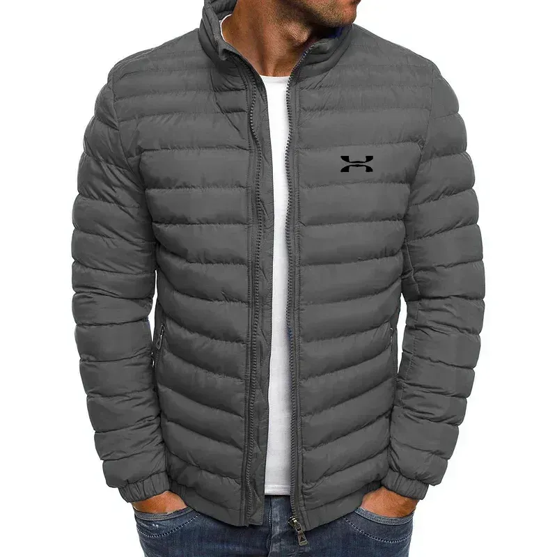 Color: Khaki, Size: XXL - 2024 Winter Jacket Men&#39;s Standing Collar Warm Parka Street Fashion Casual Baseball Slim Fit Brand Down Coat