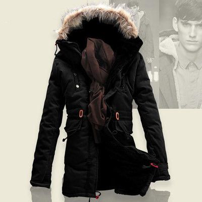 Color: Black, Size: L - Men Winter Coat Lamb Wool Liner Thick Padded Jacket Men&#39;s Cotton Coat