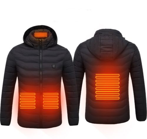 Color: Black Zone4, Size: XL - New Heated Jacket Coat USB Electric Jacket Cotton Coat Heater Thermal Clothing Heating Vest Men&#39;s Clothes Winter