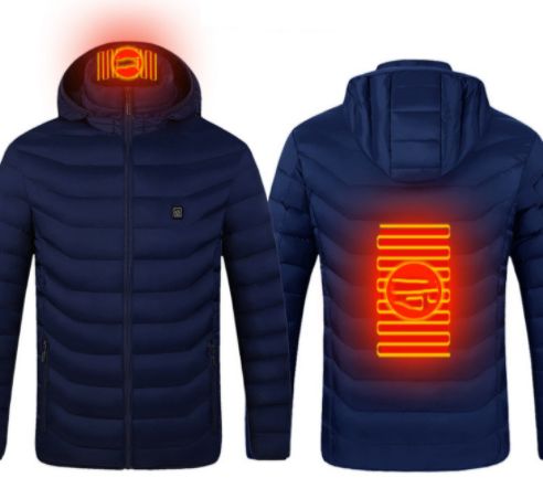 Color: Blue Zone2, Size: S - New Heated Jacket Coat USB Electric Jacket Cotton Coat Heater Thermal Clothing Heating Vest Men&#39;s Clothes Winter