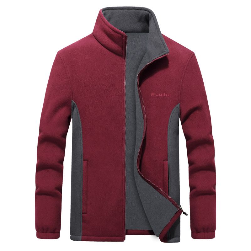 Color: Claret Red, Size: 8XL - Men&#39;s Jacket Men&#39;s Fall Winter Casual Fleece Jacket Men