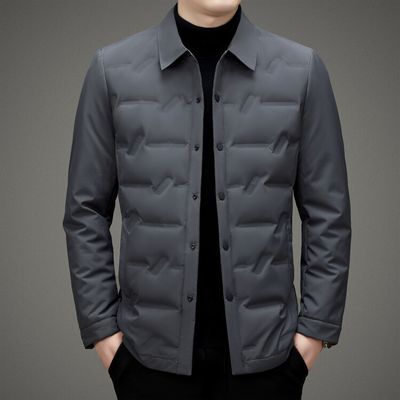 Color: Gray, Size: 3XL - Lightweight Down Jacket Winter White Duck Down Warm Men&#39;s Short Coat
