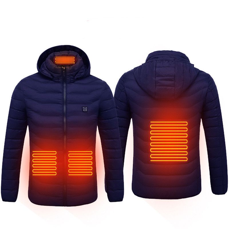 Color: Blue Zone4, Size: S - New Heated Jacket Coat USB Electric Jacket Cotton Coat Heater Thermal Clothing Heating Vest Men&#39;s Clothes Winter
