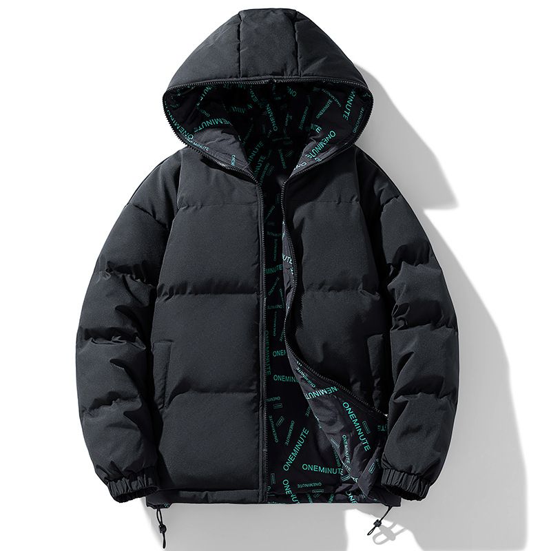 Color: Black, Size: 7XL - Men&#39;s Double-sided Down Cotton-padded Jacket Plus Size Winter Thicken Thermal