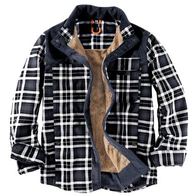 Color: Gray, Size: XXL - Men&#39;s Fleece-lined Winter Warm Jacket