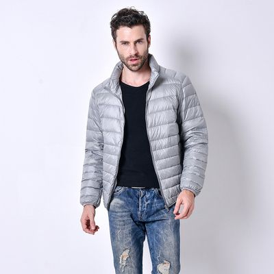 Color: Silver grayA, Size: M - Men&#39;s light down jacket men&#39;s stand collar winter jacket XL men&#39;s men&#39;s