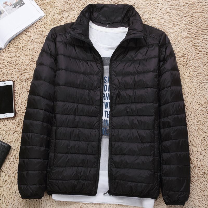 Color: Black, Size: S - New Lightweight Stand-up Collar Down Jacket Men&#39;s Short White Duck Down Warm Fall Winter Coat