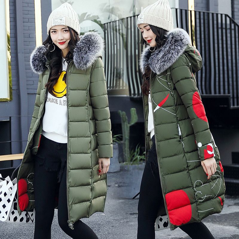 Women&#39;s Reversible Down Cotton Jackets Cotton-Padded Winter Casual Coat Large Fur Collar with Hoody Plus Size M-XXXL