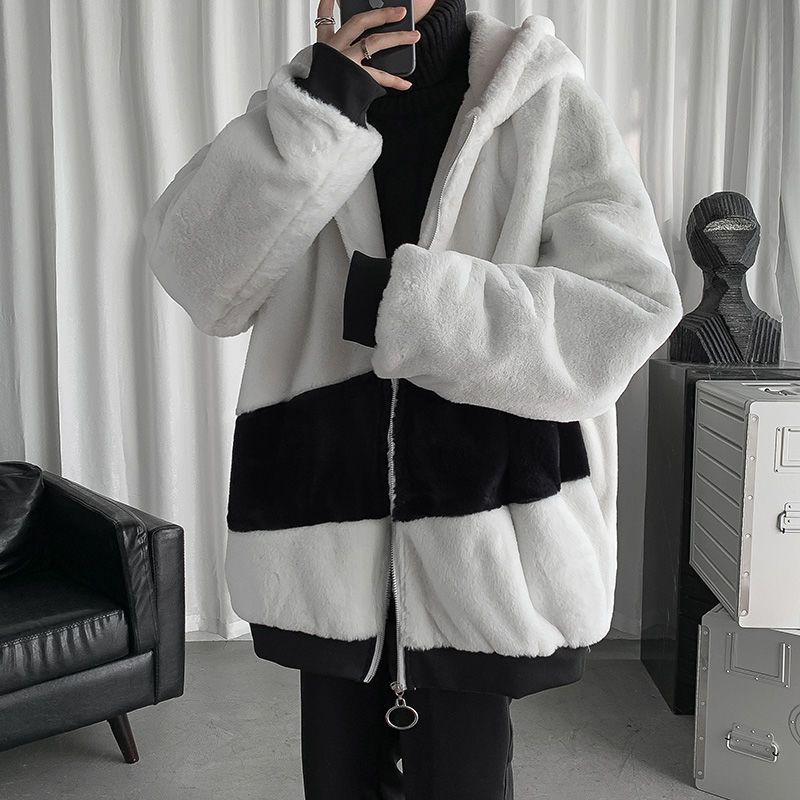 Lamb Velvet Jacket Men&#39;s Winter Plus Velvet Thick Padded Coat
