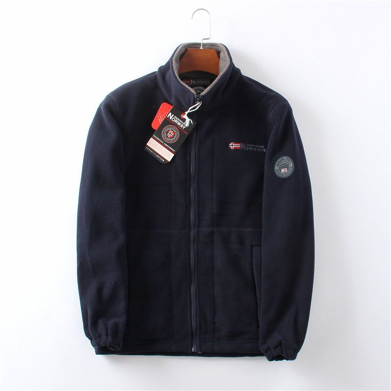 Color: Navy, Size: L - Autumn Winter Men&#39;s Warm Fleece Jacket