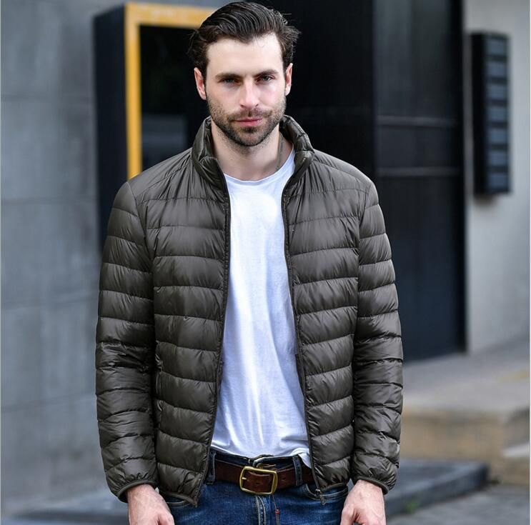 Color: ArmyGreen, Size: L - Men&#39;s light down jacket men&#39;s stand collar winter jacket XL men&#39;s men&#39;s