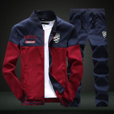 Color: RED1, Size: 3XL - 2021 autumn and winter men&#39;s SWEATER MENS casual sport suit jacket collar long sleeved sweater students tide