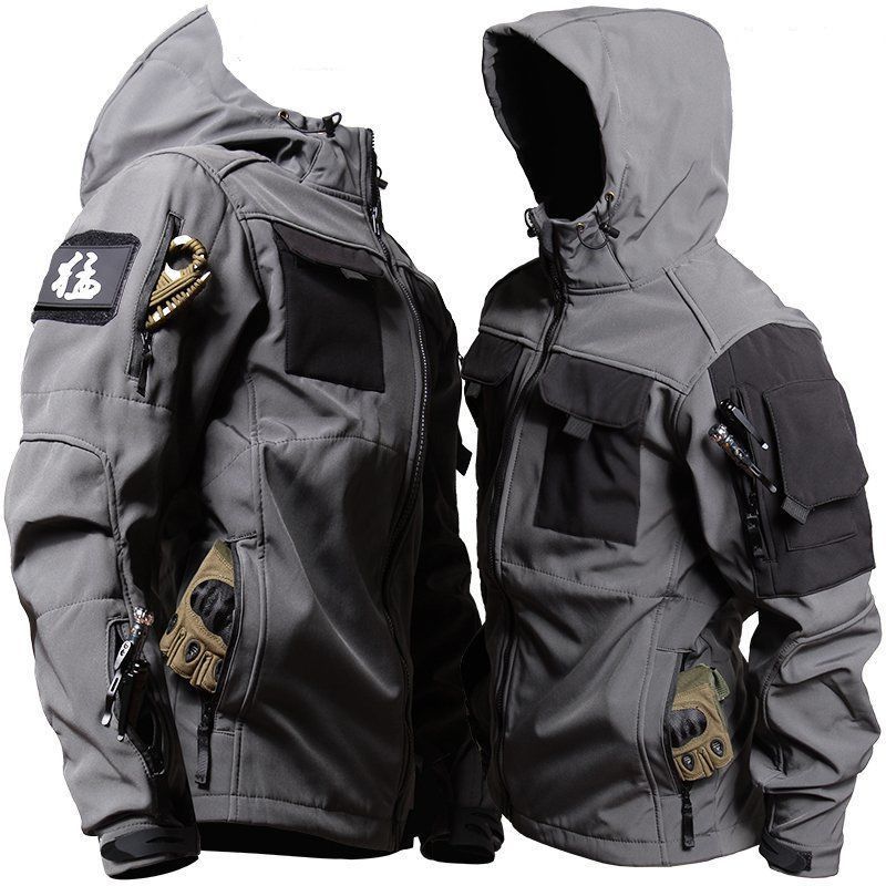 Color: Gray Beetle Coat, size: 2XL - Men&#39;s Fleece Jackets Overalls And Workwear Pants For Autumn And Winter
