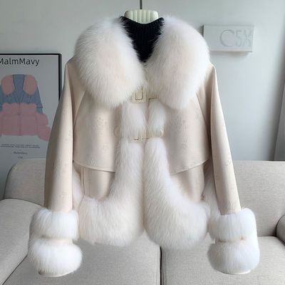 Color: Beige With Patterns, Size: L - Short Winter New Thickened Warm Fashionable Jacket Women