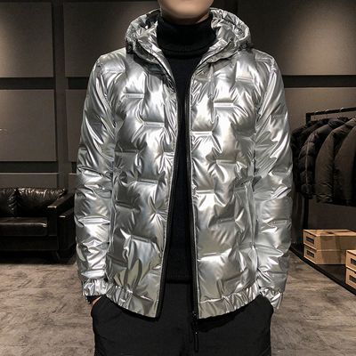 Color: Silver, Size: XL - Casual Men&#39;s Winter Warm Ultralight Down Jacket Duck Down Coat