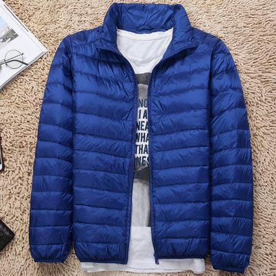 Color: Sapphire Blue, Size: S - New Lightweight Stand-up Collar Down Jacket Men&#39;s Short White Duck Down Warm Fall Winter Coat
