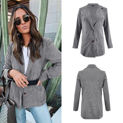 New Autumn and Winter Hot Women&#39;s Solid Color Loose Pocket Long-sleeved Jacket