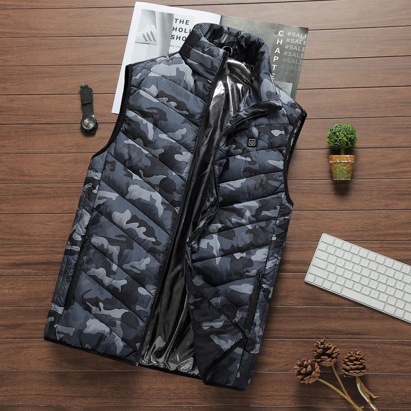 Color: Camouflage, Size: L - Heated Vest Smart Electric Heating Jacket Men Women Waistcoat Winter