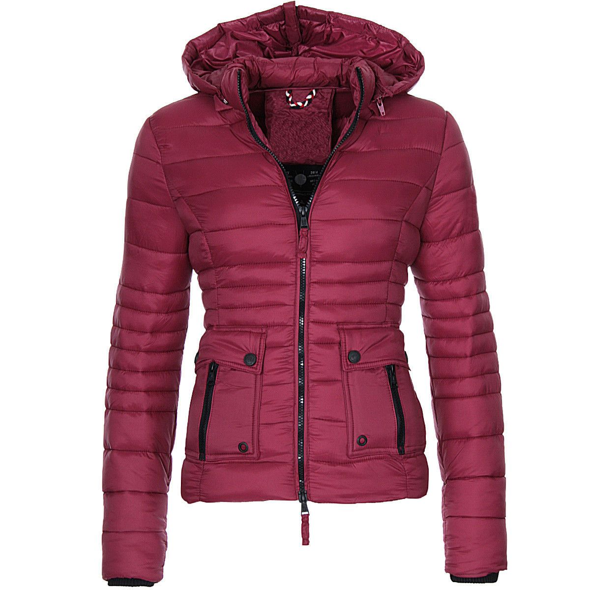 Color: Wine red, Size: 3XL - Jackets for Women Winter Red Coat Motorcycle