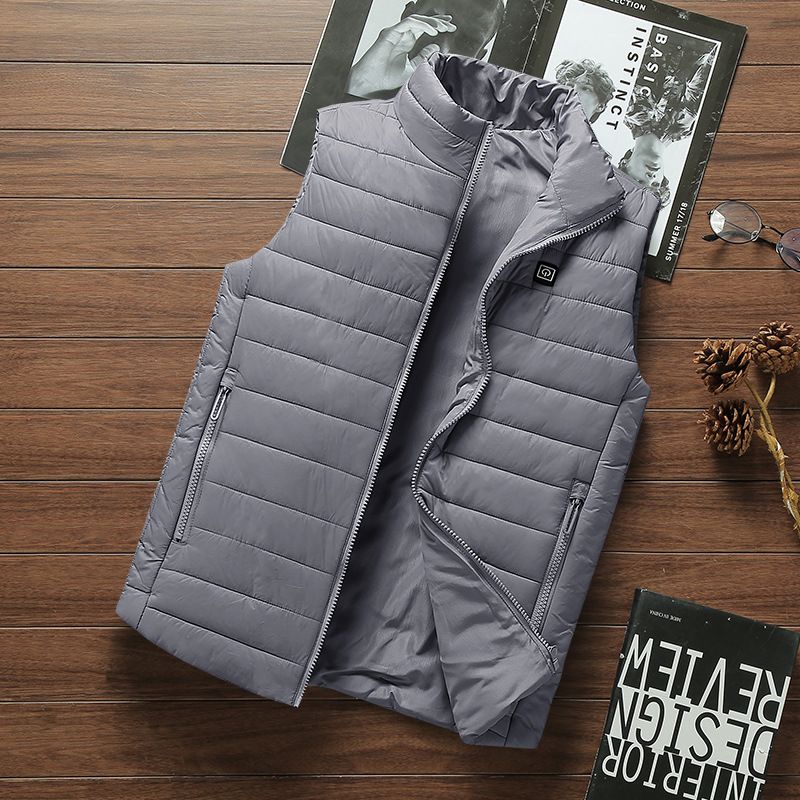 Color: Grey, Size: 3XL - Heated Vest Smart Electric Heating Jacket Men Women Waistcoat Winter