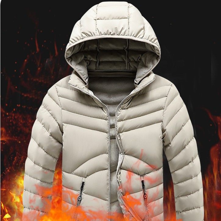 Men&#39;s Winter Rib Cotton-padded Coat Fleece-lined Long Sleeve